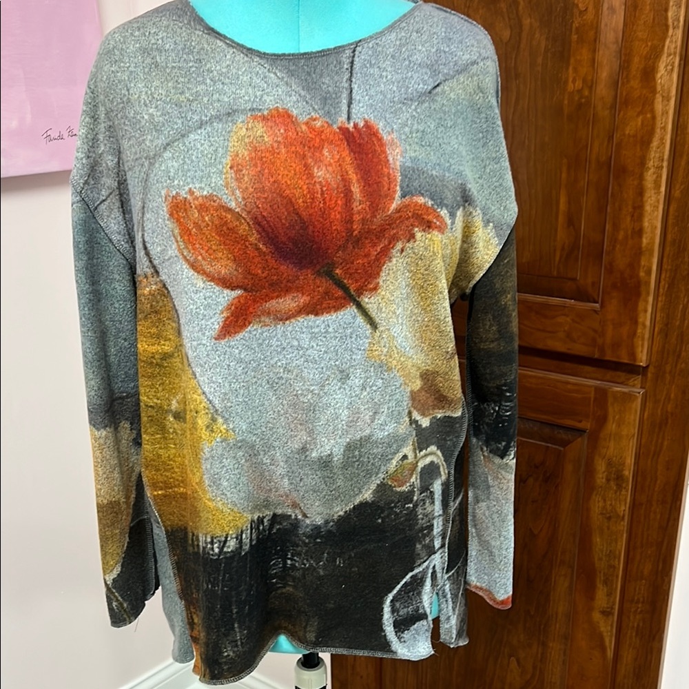 Floral Print Crew Neck Sweater